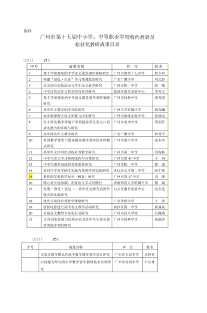 广州市第十五届中小学中等职业学校