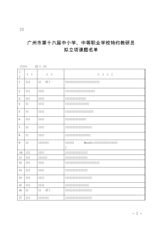 广州市第十六届中小学、中等职业学校特约教研员立项课题