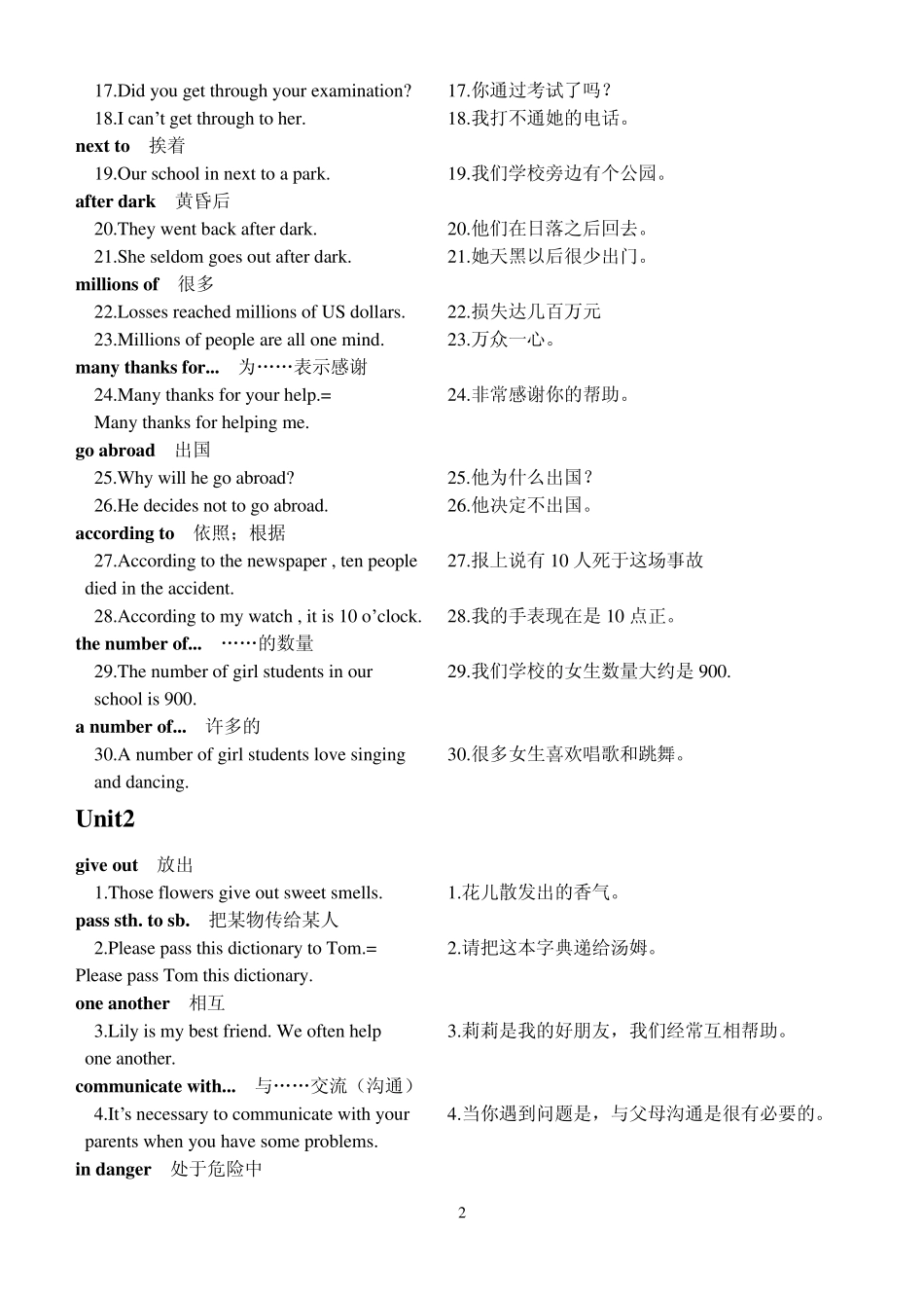 广州英语(上海牛津版)七年级上『复习专用』_第2页