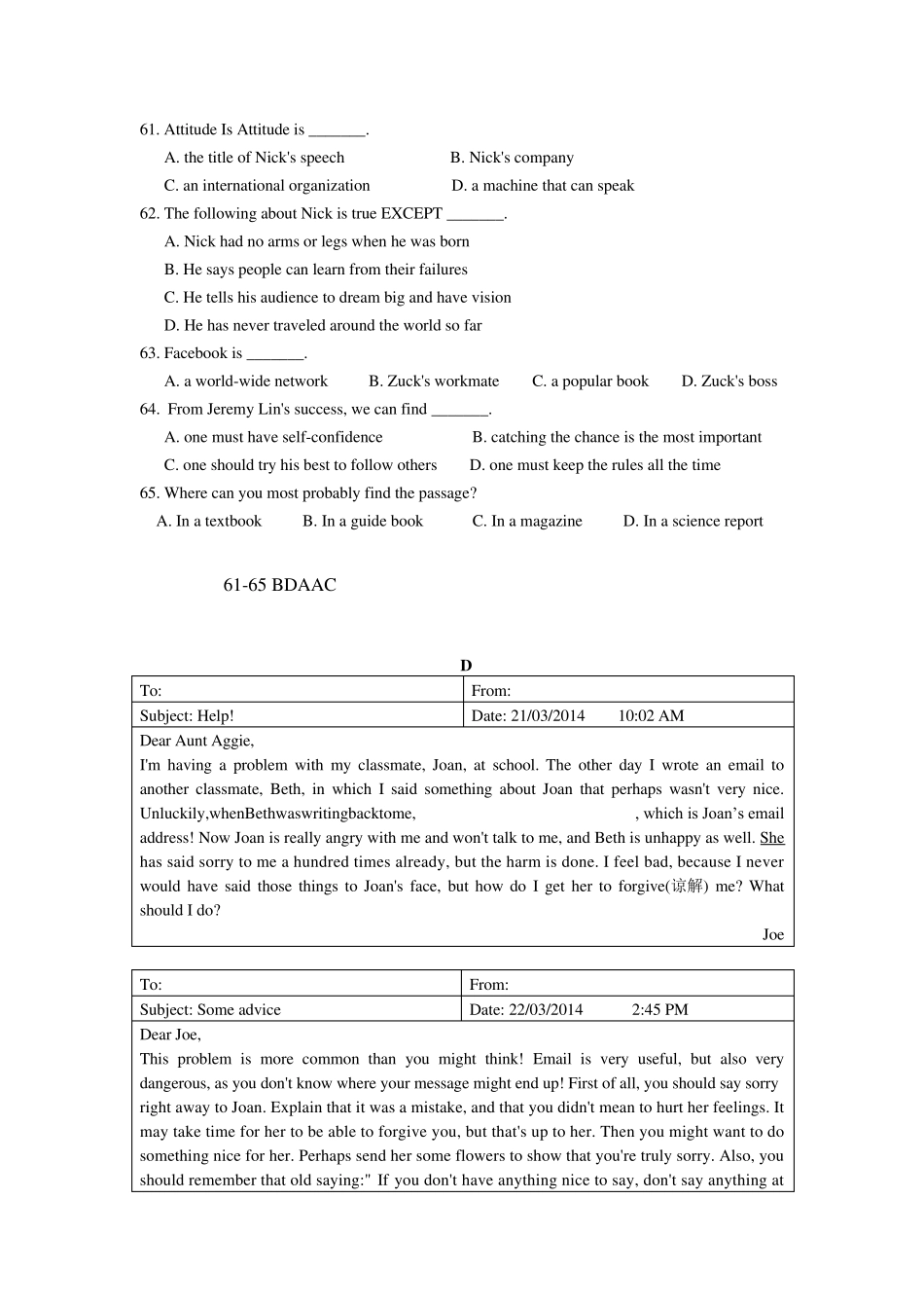 广州英语中考阅读理解应用文专项训练_第3页