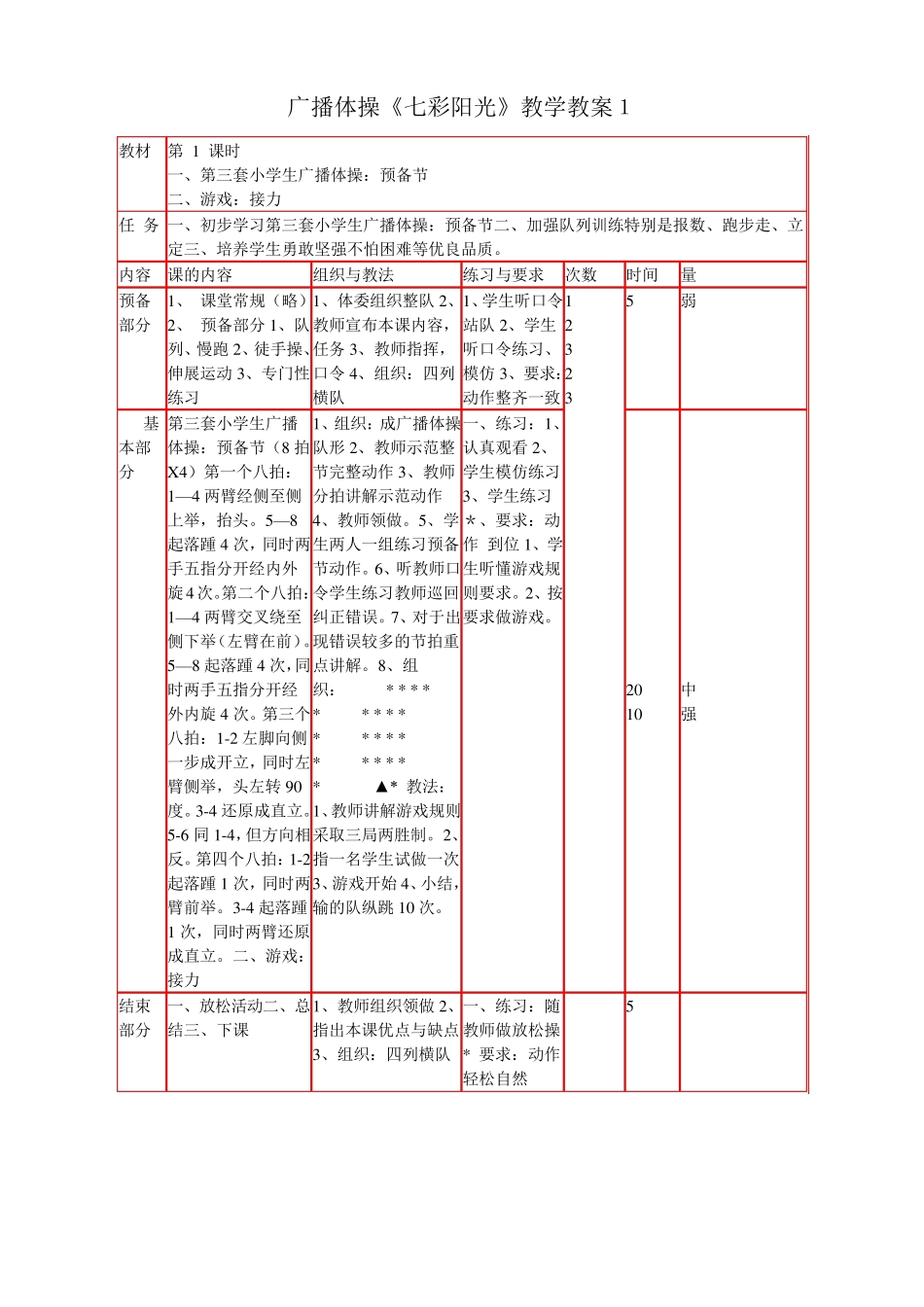 广播体操《七彩阳光》教学设计_第3页