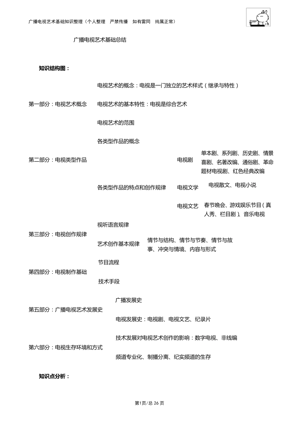 广播电视艺术学基础知识整理(死记硬背)_第1页