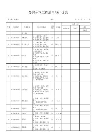 广联达办公大厦工程量清单