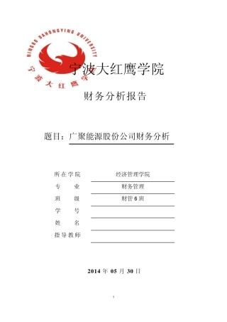 广聚能源股份财务分析报告