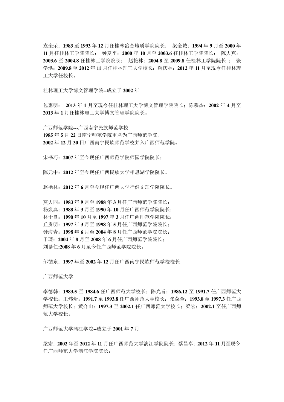 广西省各高等院校历任校(院)长详细情况_第2页