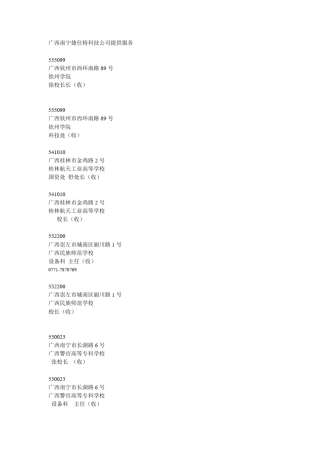 广西高校电话通讯录