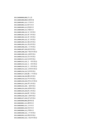 庆元县城乡区划代码