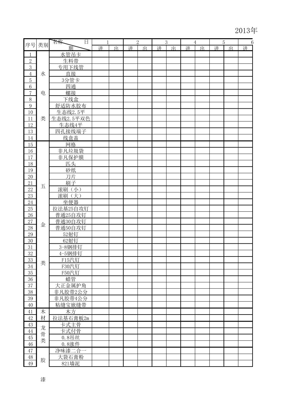 库房进出账目表_第1页