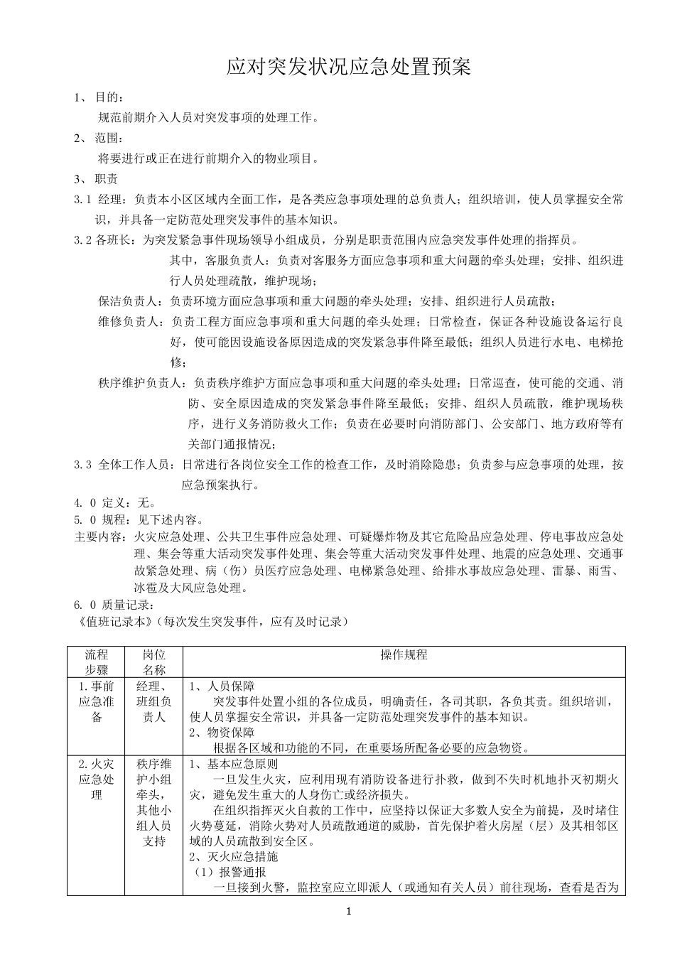 应对突发状况应急处置预案_第1页