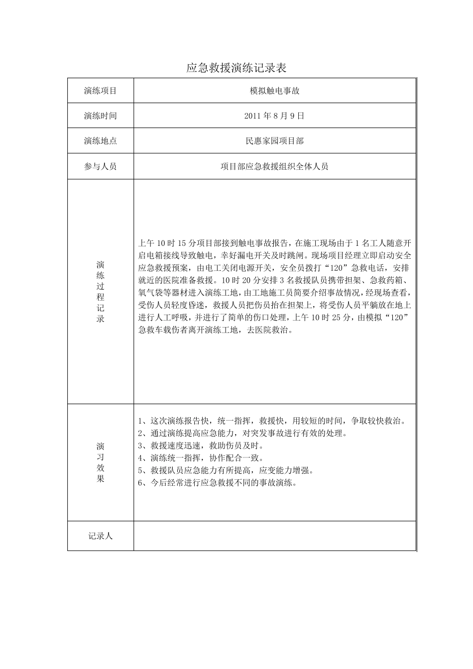 应急救援演练记录表_第3页