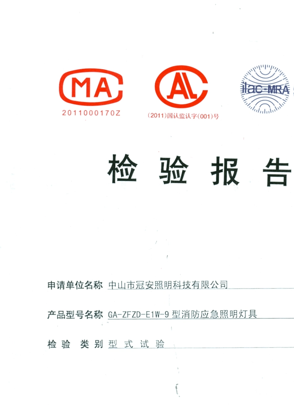 应急照明灯检验报告_第1页