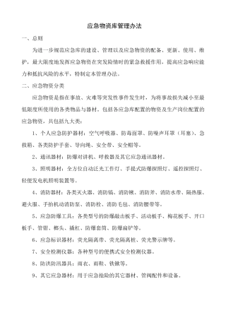 应急物资库管理办法