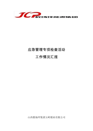 应急管理专项检查活动工作汇报