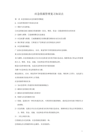 应急资源管理知识点