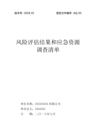 应急预案风险评估结果和应急物资清单