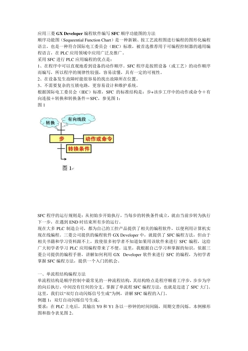 应用三菱GXDeveloper编程软件编写SFC顺序功能图的方法_第1页