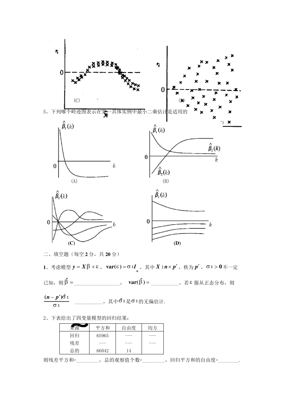 应用回归分析试卷_第2页
