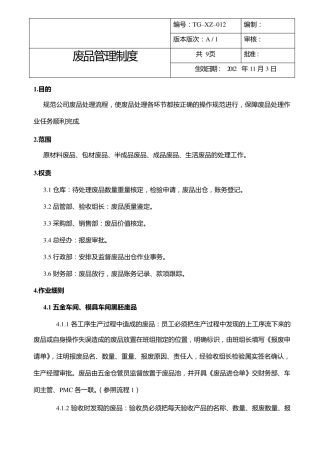 废品管理制度