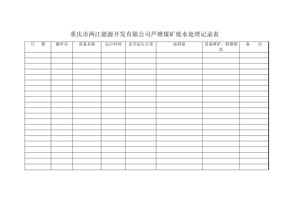 废水处理记录表_第1页