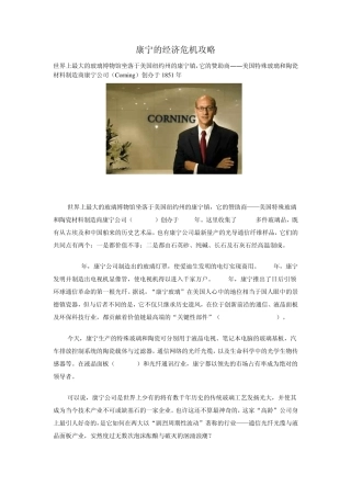 康宁的经济危机攻略