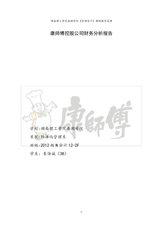 康师傅控股公司财务分析报告
