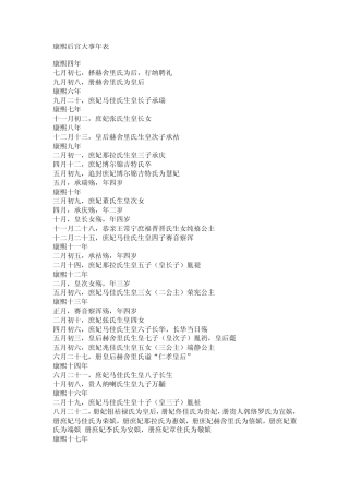 康熙后宫大事年表