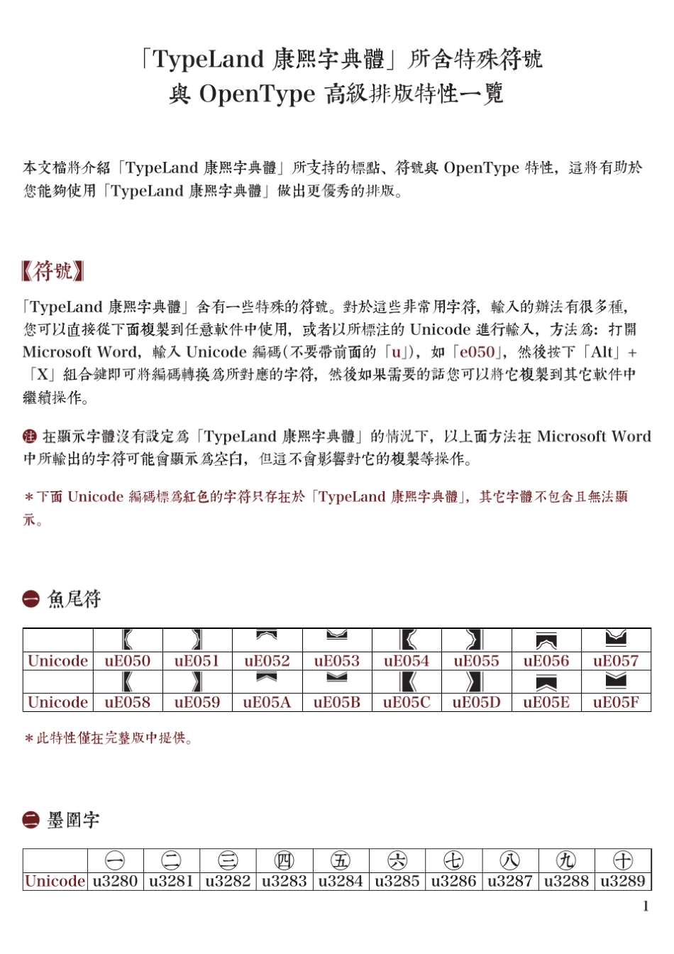康熙字典字体所含特殊符号与排版特性_第1页
