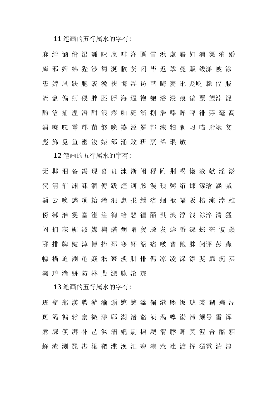 康熙字典笔画五行属水的字_第3页