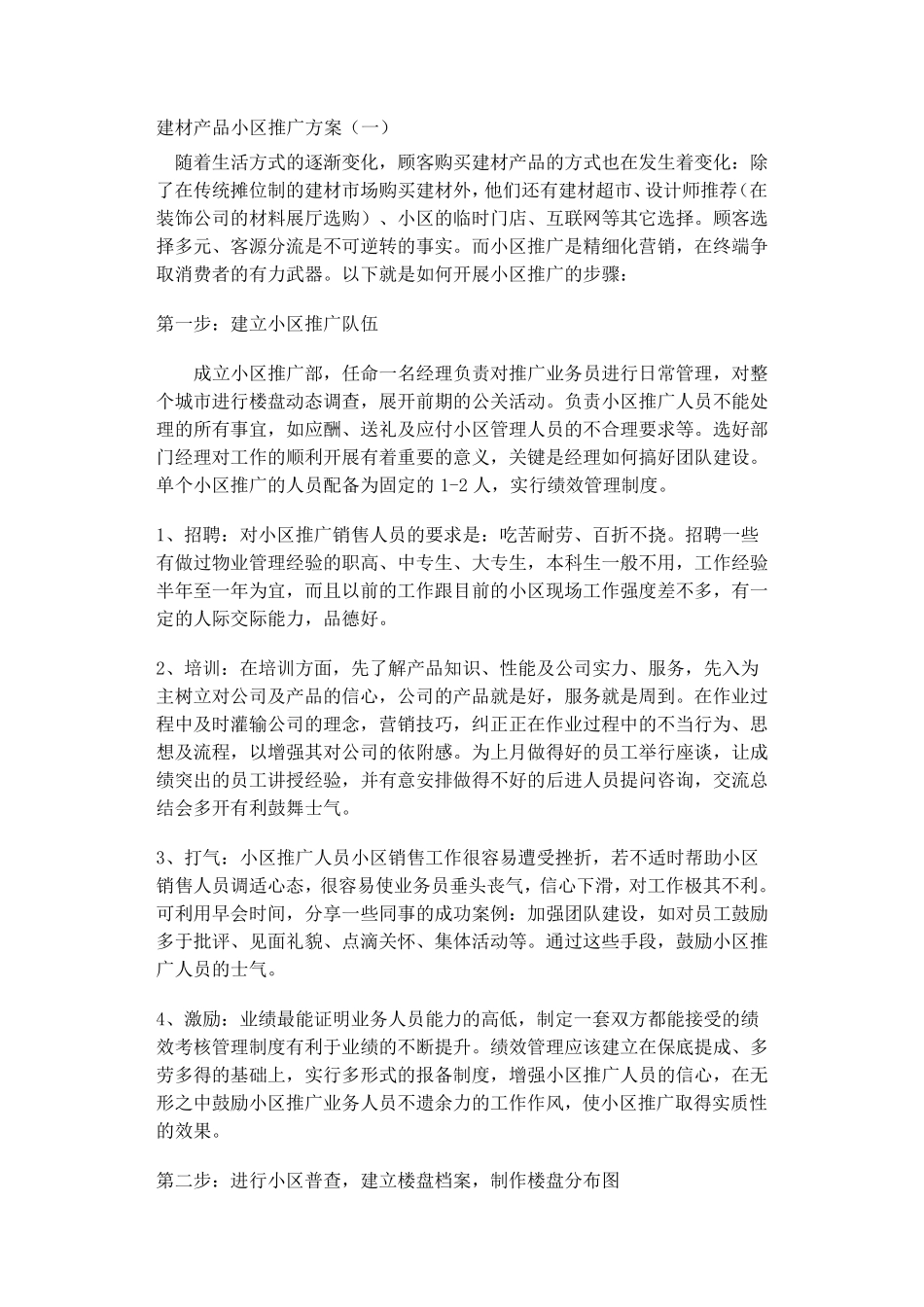 建材产品小区推广方案_第1页