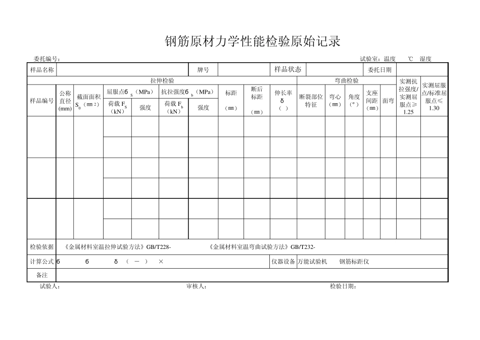 建材检测检验原始记录表_第2页