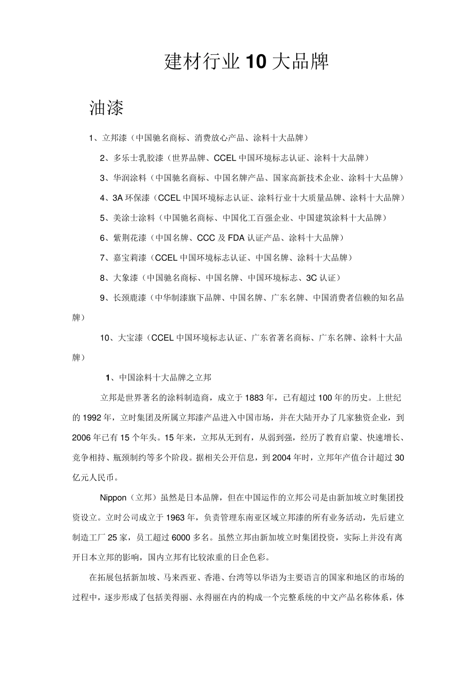 建材行业10大品牌_第1页