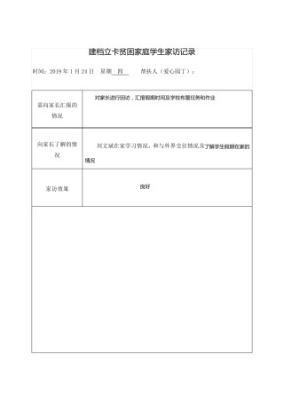 建档立卡学生帮扶记录表