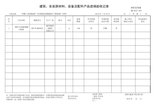 建筑、安装原材料、设备及配件产品进场验收记录