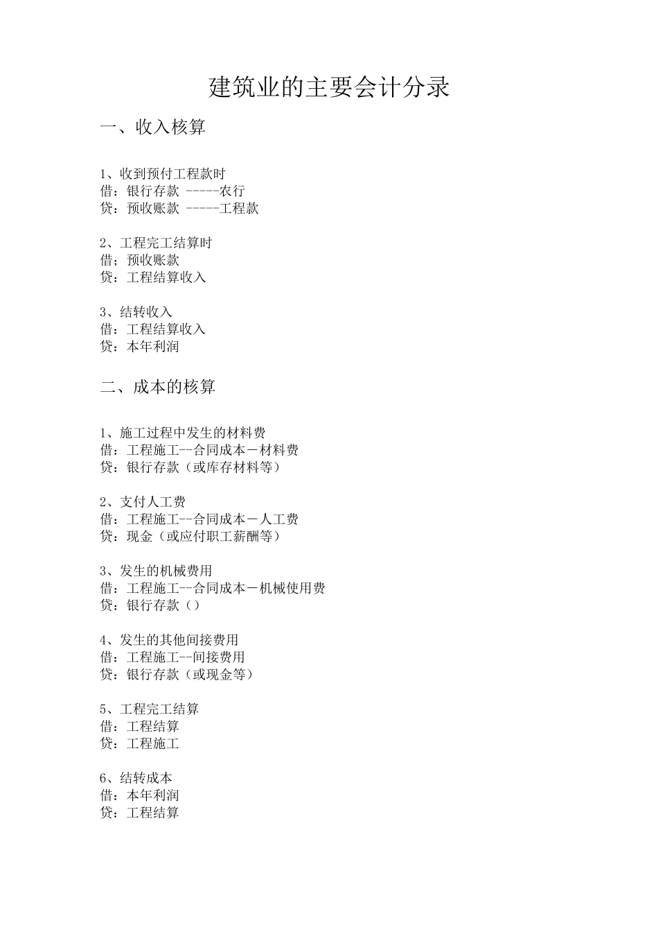 建筑业的主要会计分录_第1页