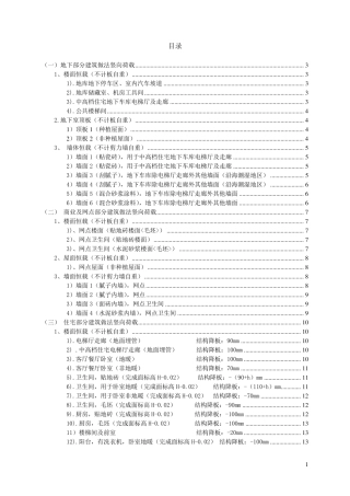 建筑做法厚度及荷载取值