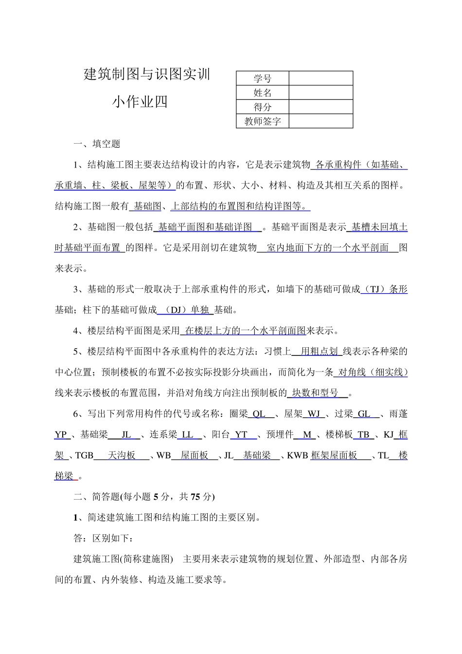 建筑制图基础实训形成性考核_第1页