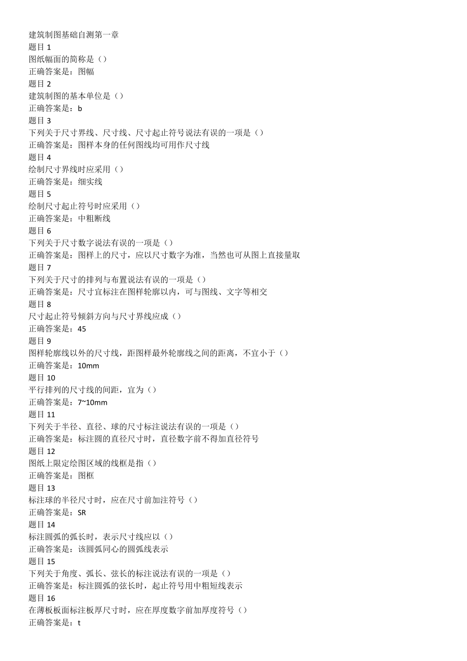 建筑制图基础自测1234567_第1页