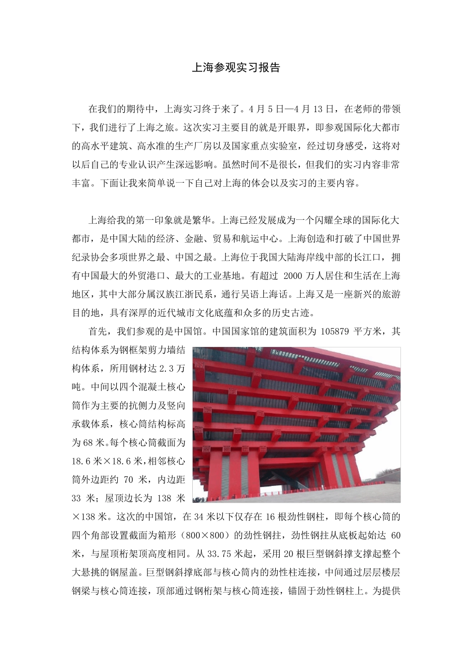 建筑学专业上海参观实习报告_第1页
