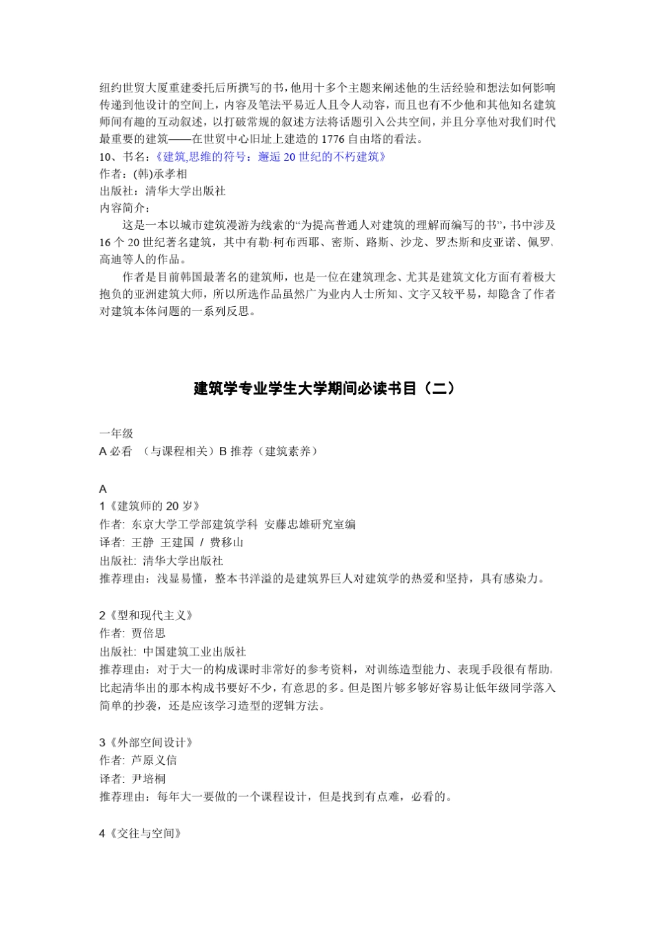 建筑学专业学生大学必读书目_第3页