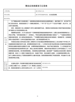 建筑工地事故应急救援演习记录表范本