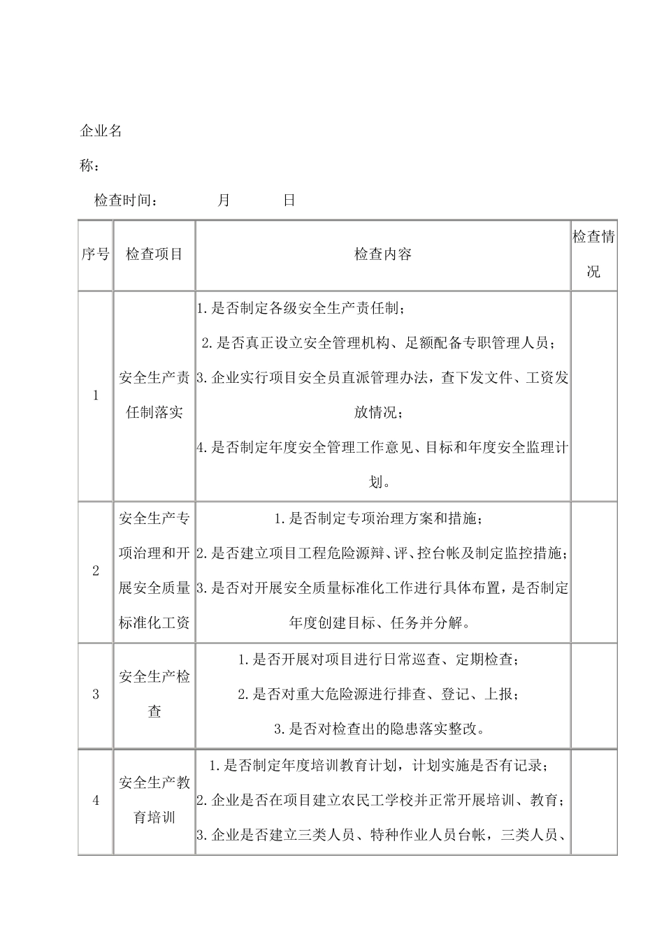 建筑工地安全检查表_第1页