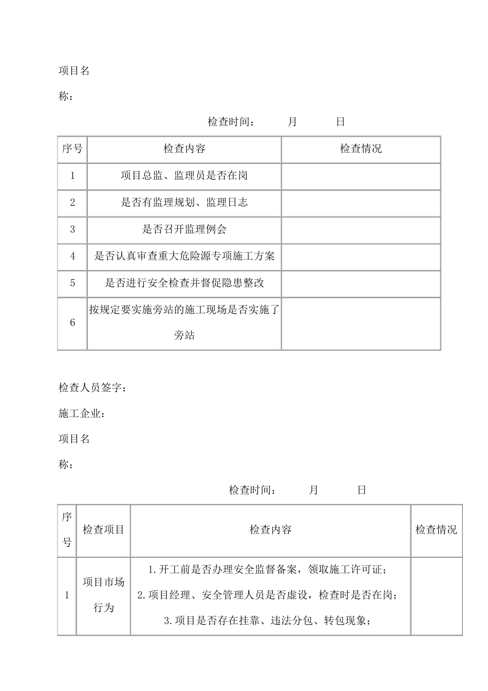 建筑工地安全检查表_第3页