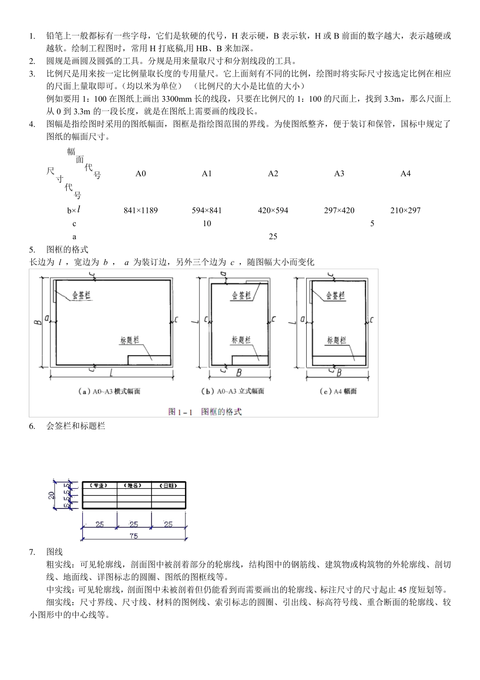 建筑工程制图基础知识复习_第1页