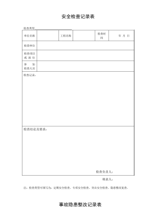 建筑工程各类安全生产检查记录表