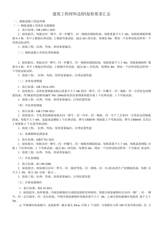 建筑工程各类材料送检取样规范(资料员)