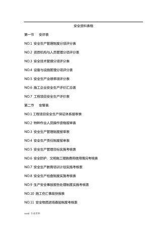 建筑工程安全资料表格(65张)