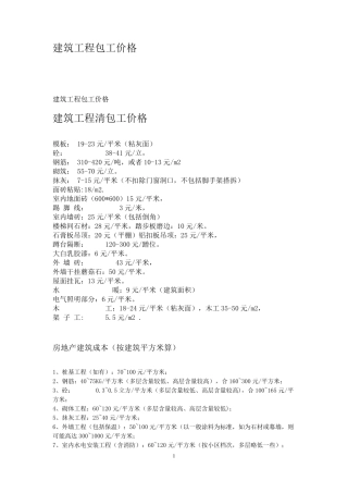 建筑工程承包价格