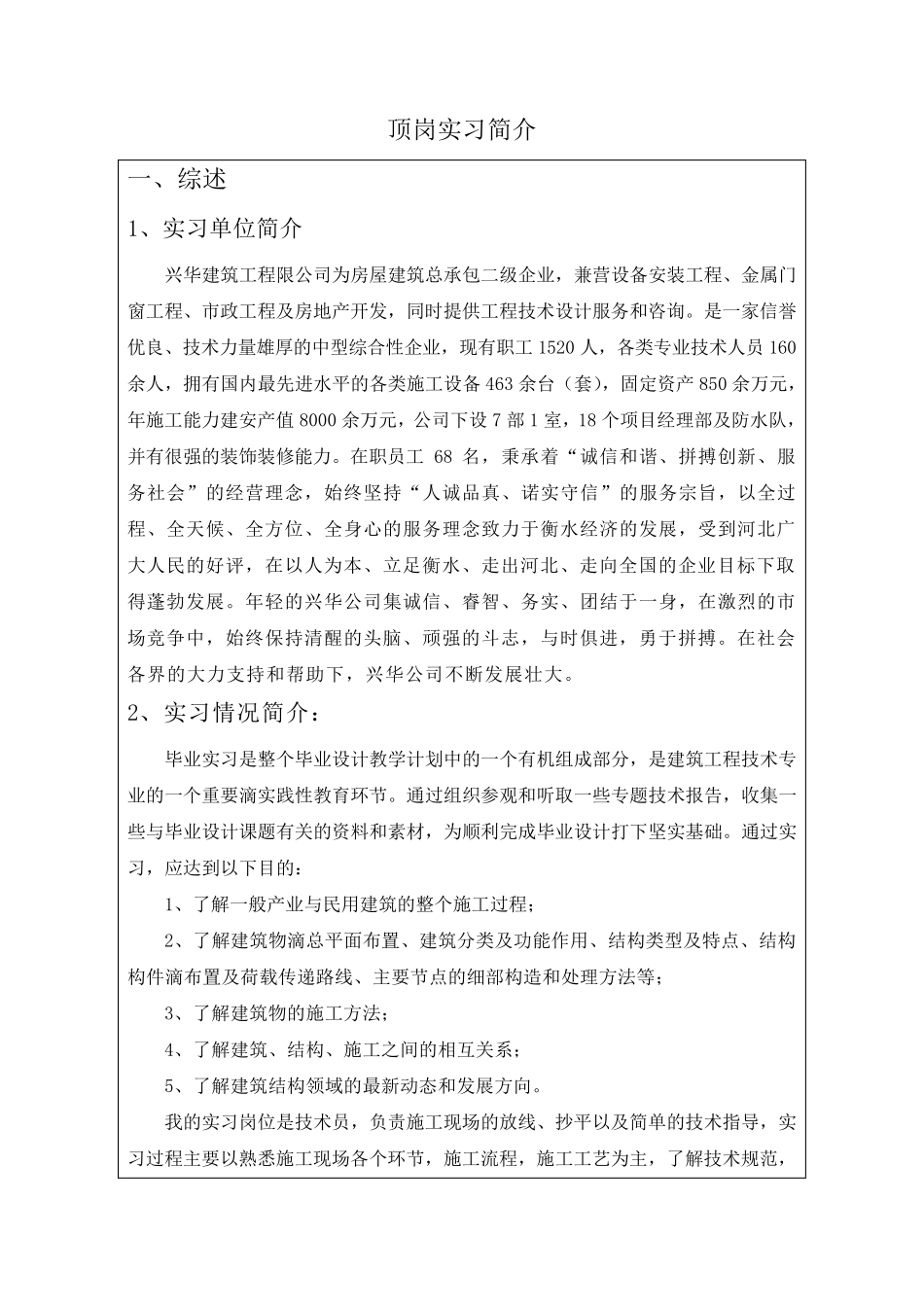 建筑工程技术__顶岗实习报告_第2页