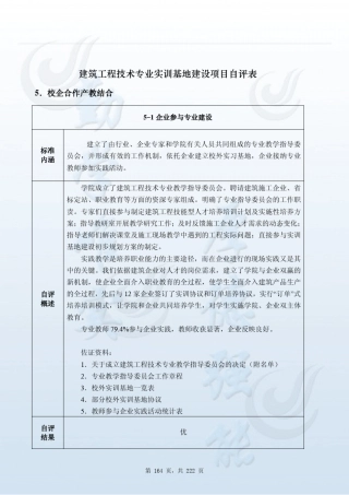 建筑工程技术专业实训基地建设项目自评表