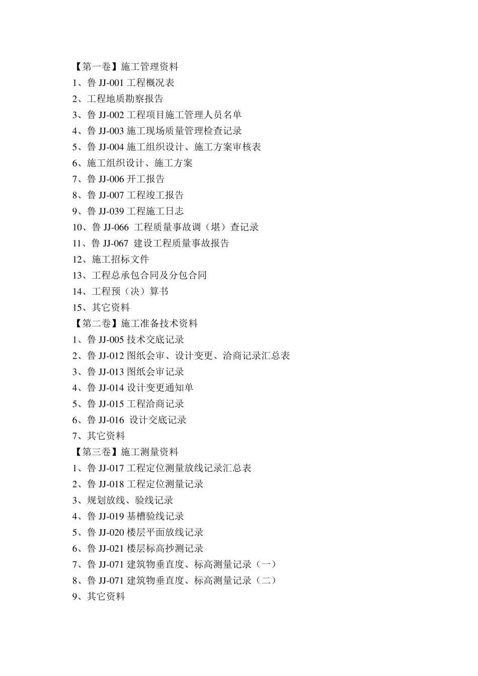 建筑工程施工技术资料组卷总目录_第1页